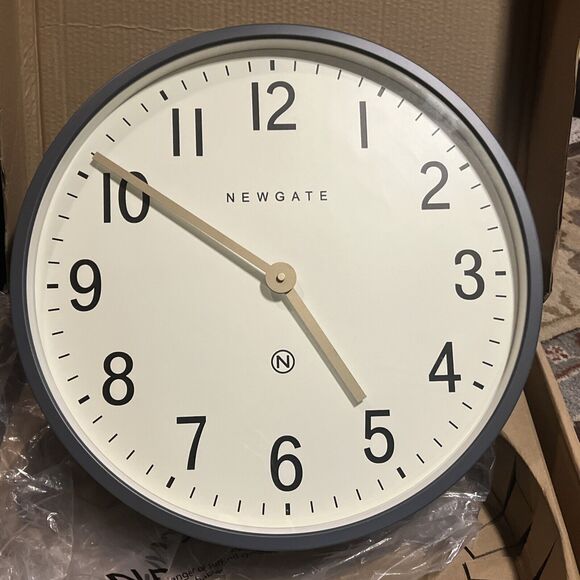 Newgate Mr Edwards Satin Brass Gold Metal Round Battery Wall Clock 17.5" NEW! - Picture 1 of 11